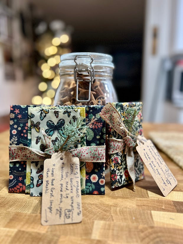 Homemade, 100% organic cotton Beeswax Wraps
