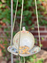 Porcelain Teacup and Saucer Bird Feeder