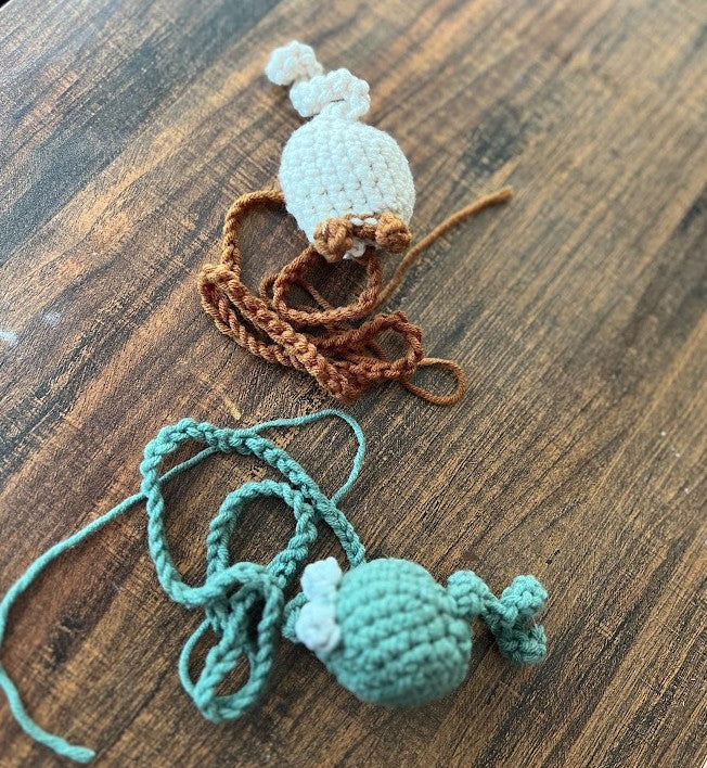 Handmade Catnip Crochet Mouse Cat Toy with Bell