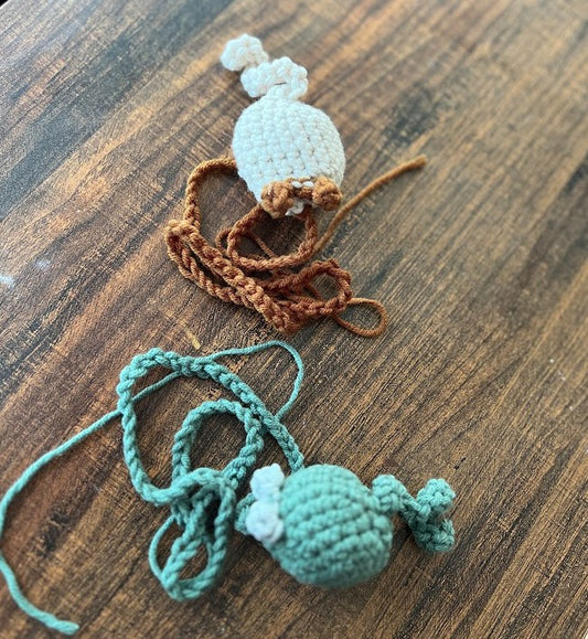 Handmade Catnip Crochet Mouse Cat Toy with Bell